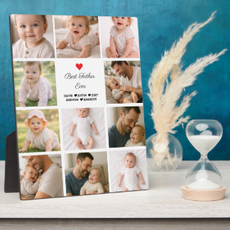 Placa Expositora Best Father Ever Photo Collage | Personalized 