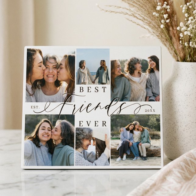 Placa Expositora Best Friends Ever BFF Photo Collage Elegant Gift (Best Friends Ever BFF Photo Collage Elegant Gift Plaque)