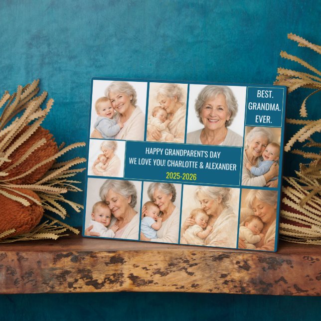 Placa Expositora Best Grandma Ever | Custom Photo Collage (Lado)