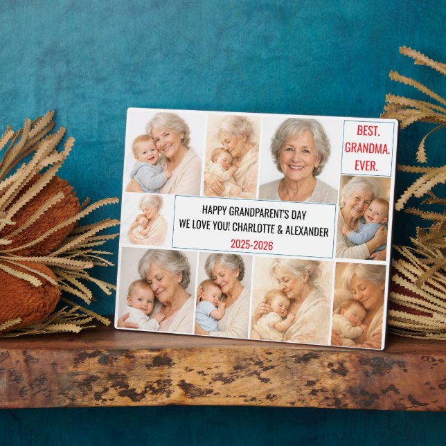 Placa Expositora Best Grandma Ever | Custom Photo Collage (Lado)