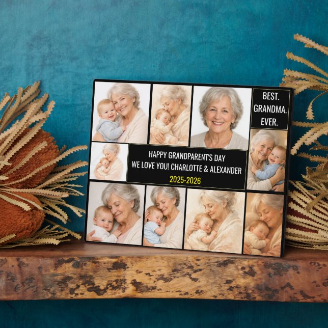 Placa Expositora Best Grandma Ever | Custom Photo Collage (Lado)