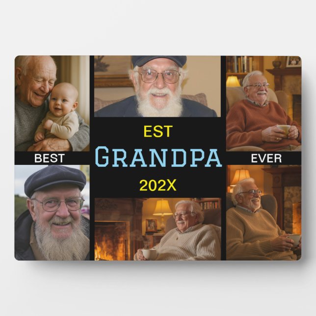 Placa Expositora Best Grandpa Ever Photo Collage (Frente)