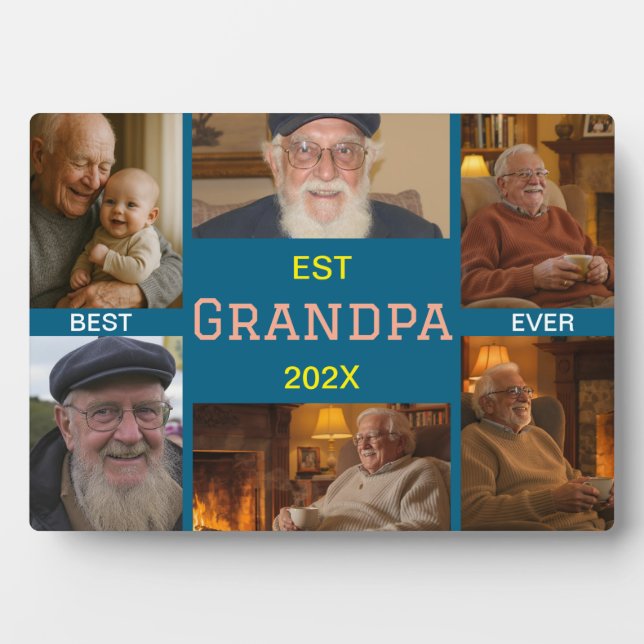 Placa Expositora Best Grandpa Ever Photo Collage (Frente)