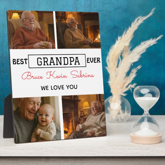 Placa Expositora Best Grandpa Ever Photo Collage (Lado)