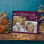 Placa Expositora Best Mom Ever Photo Heart Mothers Day Burgundy<br><div class="desc">Celebrate the woman whose love feels like home. This Best Mom Ever Heart Photo Plaque turns two of your most treasured memories into a beautiful daily reminder of how deeply she’s loved. Designed with a modern minimalist layout, elegant typography, and a soft heart detail, it captures the story of all...</div>