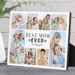 Placa Expositora Best Mom Photo Collage<br><div class="desc">Personalized "Best Mom Ever" Photo Plaque with Easel Stand. This fun and stylish photo plaque is a perfect way to showcase cherished memories. The design features space for eight photos, creating a border around the edge while keeping the focus on the meaningful text in the center. At the center, "Best...</div>
