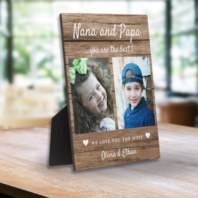 Placa Expositora Best Nana And Papa Grandkids Names 2 Photo Wood (Subido por el creador)