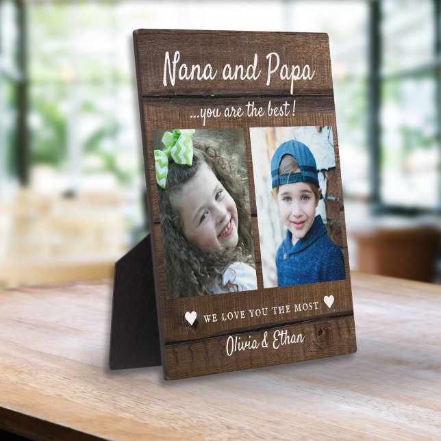 Placa Expositora Best Nana & Papa Grandkids Names 2 Photo Dark Wood (Subido por el creador)
