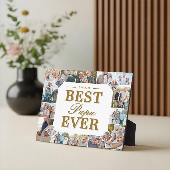 Placa Expositora Best Papa Ever Father's Day Photo Frame Collage (Best Papa Ever Father's Day Photo Frame Collage)