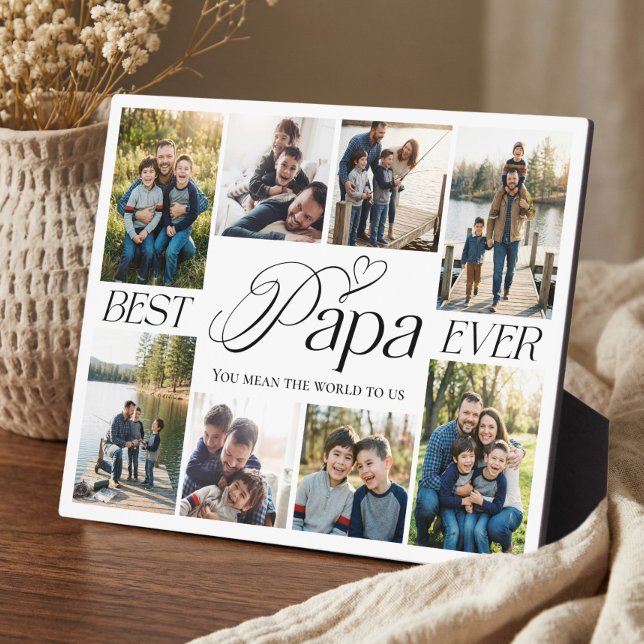 Placa Expositora Best Papa Ever Personalized Photo Collage keepsake (Best Papa Ever Personalized Photo Collage keepsake Plaque)