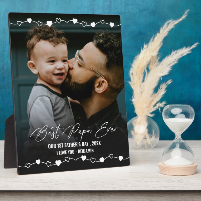Placa Expositora Best Papa Ever Photo 1st Fathers Day (Lado)
