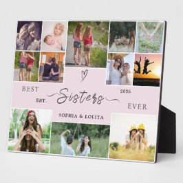 Placa Expositora Best Sisters Ever – Custom 12-Photo Collage Gift