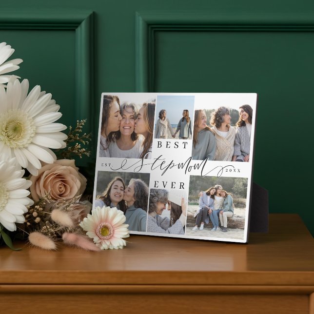 Placa Expositora Best Stepmom Ever Script Photo Collage Keepsake (Best Stepmom Ever Script Photo Collage Keepsake Plaque)