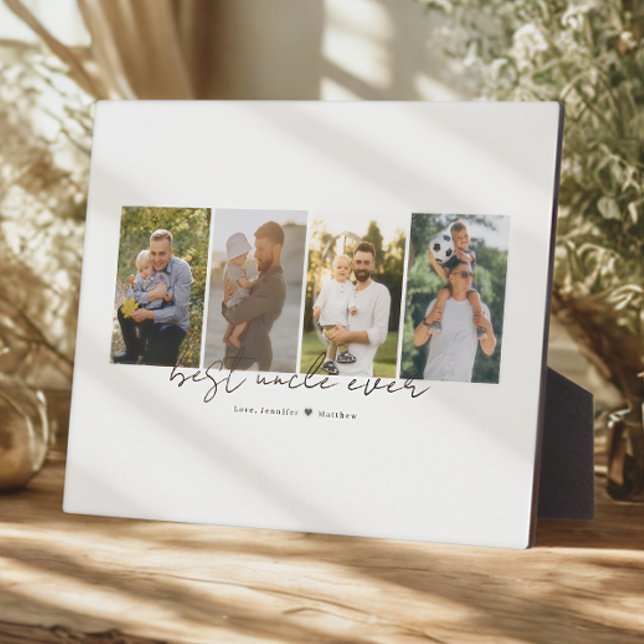 Placa Expositora Best Uncle Ever Modern Script 4 Photos Collage (Subido por el creador)