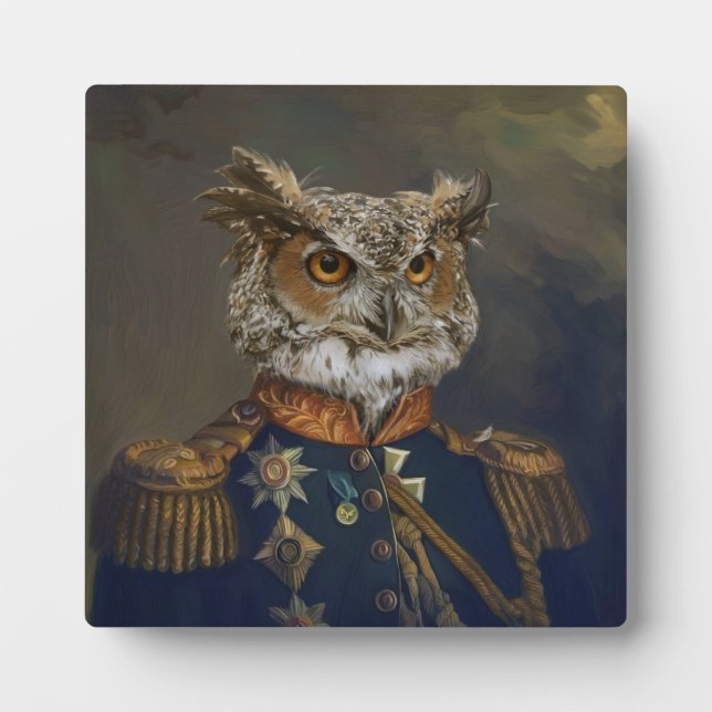 Placa Expositora Bestias nobles - Lechuza Dandy (Frente)