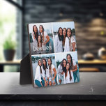 Placa Expositora Bestie Trendy Typography 4 Photo Keepsake<br><div class="desc">Celebra tu amistad con tu(s) amigo(s) con esta tierna placa de 4 x foto,  que muestra "besties" con letras transparentes de moda a lo largo de la parte inferior de la foto superior con nombres.</div>