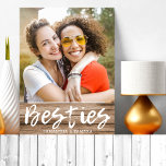 Placa Expositora Besties Personalizados BFF Nombres de Madera Rústi<br><div class="desc">Una bonita y rústica placa fotográfica como regalo para los mejores amigos,  personalizada con sus nombres y foto.</div>