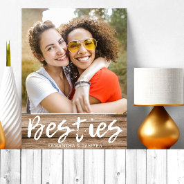 Placa Expositora Besties Personalizados BFF Nombres de Madera Rústi