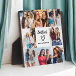 Placa Expositora Besties Script Gift Para El Collage de fotos De Am<br><div class="desc">El Besties Script Gift for Friends Collage de fotos es una manera perfecta de honrar tu amistad más cercana. Con la palabra "Besties" en un guión elegante, esta placa personalizada le permite mostrar sus fotos favoritas juntas, creando un conservador único y significativo. Ideal para cumpleaños, vacaciones o simplemente para mostrar...</div>