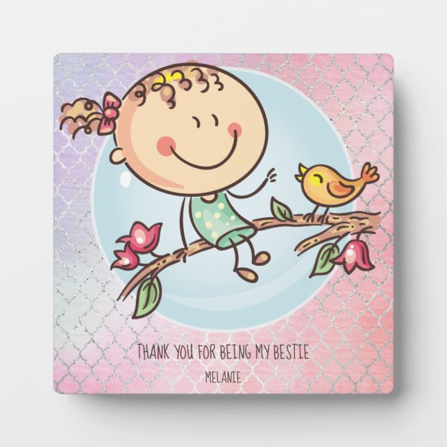 Placa Expositora BFF lindo Besties Kawaii regalos para Chicas amigo (Frente)