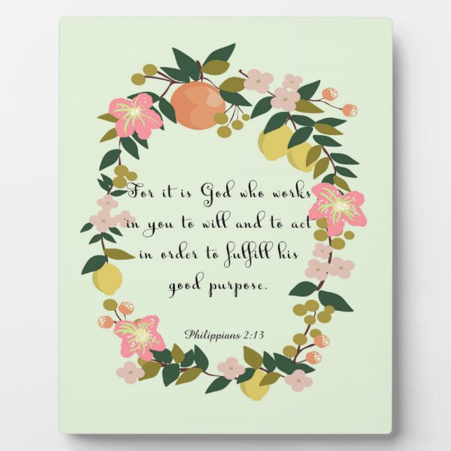 Placa Expositora Biblia Verse Art - Filipinas 2:13 (Frente)