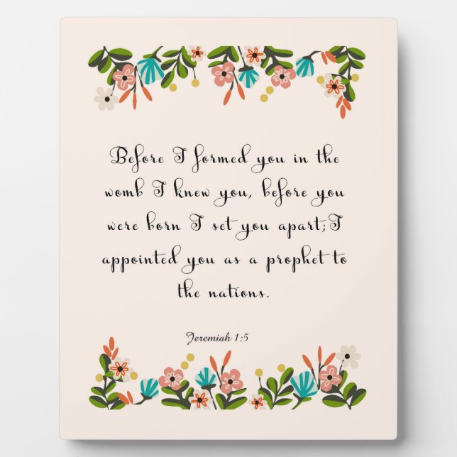 Placa Expositora Biblia Verses Art - Jeremías 1:5 (Frente)