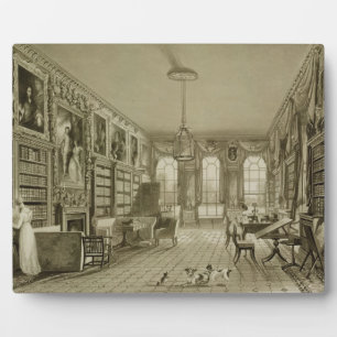 Placa Expositora Biblioteca como salón, Cassiobury Park, c.1815,