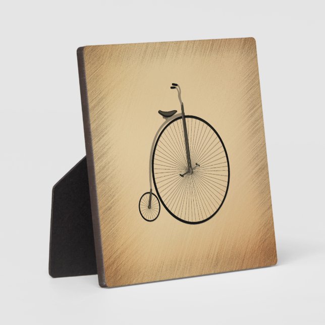 Placa Expositora Bicicleta antigua de rueda alta rústica (Anverso)