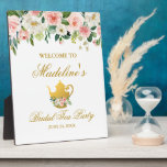 Placa Expositora Bienvenida a Fiesta de Té de Ducha Bridal de Oro F<br><div class="desc">Acuarela Floral rosa dorada ducha de novia Té Fiesta de bienvenida Plata</div>