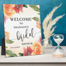 Placa Expositora Bienvenida a la lluvia de regalos floral de otoño