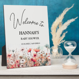 Placa Expositora Bienvenida al Baby Shower Campo de Flores Silvestr