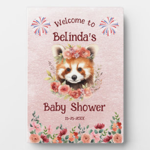Placa Expositora Bienvenida Baby Shower para Red Panda Bear