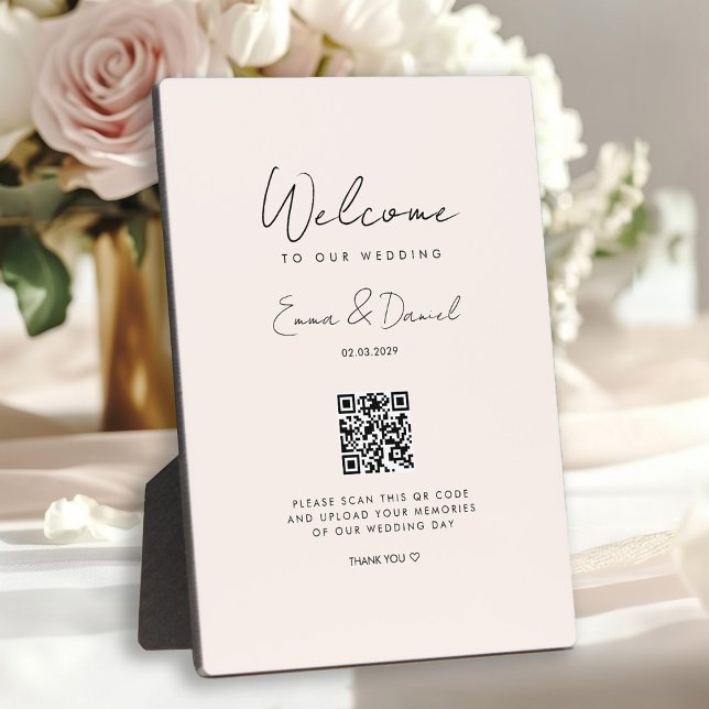 Placa Expositora Bienvenida Galería Beige Boda de código QR (Subido por el creador)