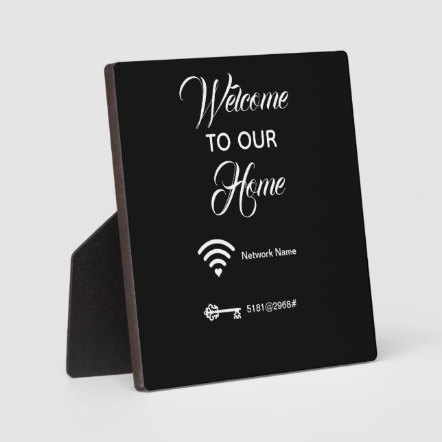 Placa Expositora Bienvenido a nuestra casa wifi contraseña elegante (Anverso)