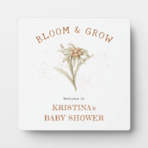 Placa Expositora Bienvenidos a Baby Shower Bloom and Grow Edelweiss