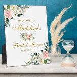 Placa Expositora Bienvenidos a Bridal Shower Pink Rubor Gold Floral<br><div class="desc">Ducha nupcial Mesa de bienvenida Rubor Gold Floral rosa</div>