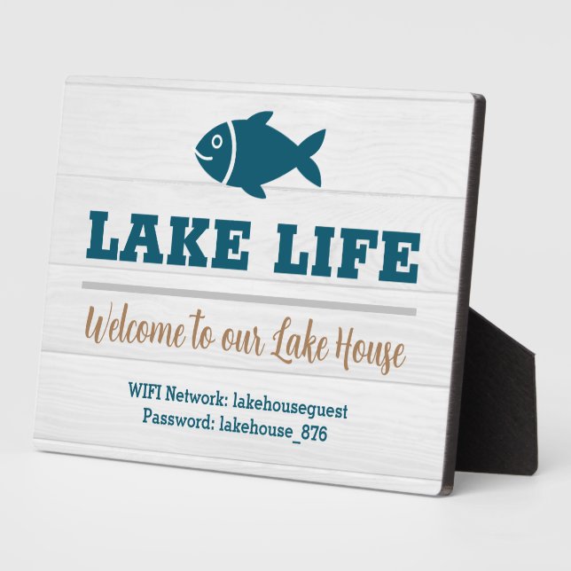 Placa Expositora Bienvenidos a nuestro signo WIFI Lake House (Lado)