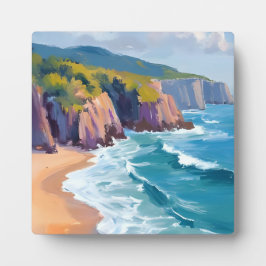 Placa Expositora Big Sur, California Watercolor Ocean Painting Art