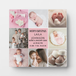 Placa Expositora  Birth Announcment Personalize 8 Photo christmas