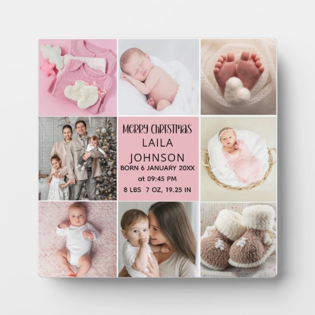 Placa Expositora  Birth Announcment Personalize 8 Photo christmas (Frente)