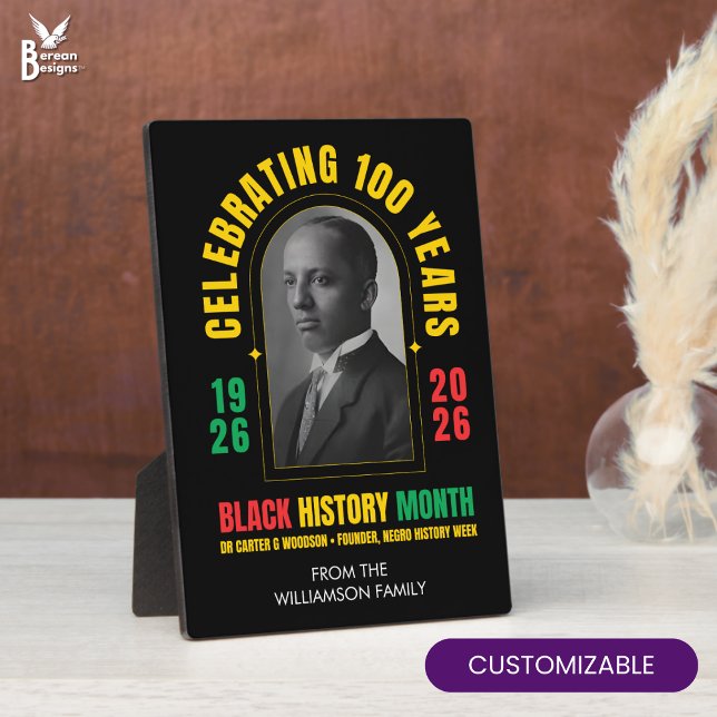 Placa Expositora BLACK HISTORY MONTH CENTENNIAL 100 Years Souvenir (Black History Month Centennial souvenir plaque with personalization.)