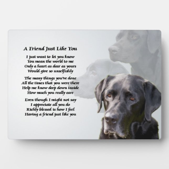 Placa Expositora Black Labrador Friend Poem Plaque (Frente)