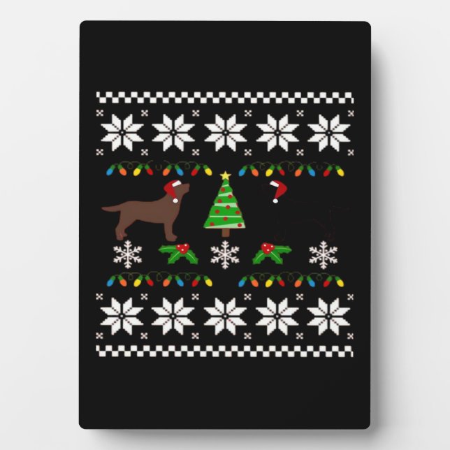 Placa Expositora Black Labrador y Chocolate Labrador Feliz Navidad (Frente)