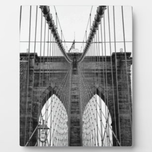 Placa Expositora Black White Brooklyn Bridge Nueva York
