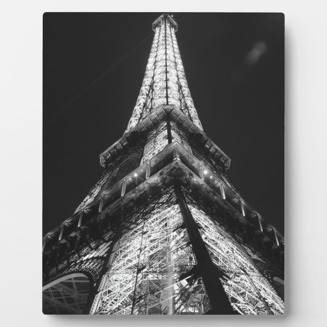 Placa Expositora Black White Eiffel Tower Paris Europe Travel (Frente)