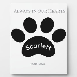 Placa Expositora Black & White Paw Print Tribute