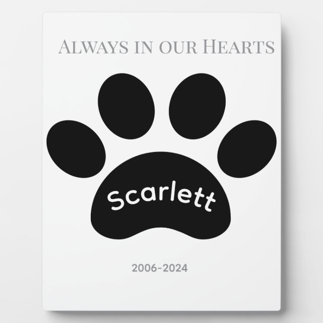 Placa Expositora Black & White Paw Print Tribute (Frente)