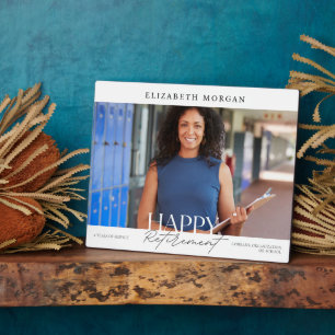 Placa Expositora Blanco moderno Feliz retiro Keepsake Photo