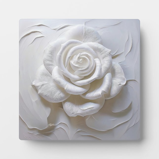 Placa Expositora Blanco Sobre Blanco - Rosa Esculpida (Frente)