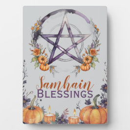 Placa Expositora Blessed Samhain Pentacle & Fall Pumpkins Altar